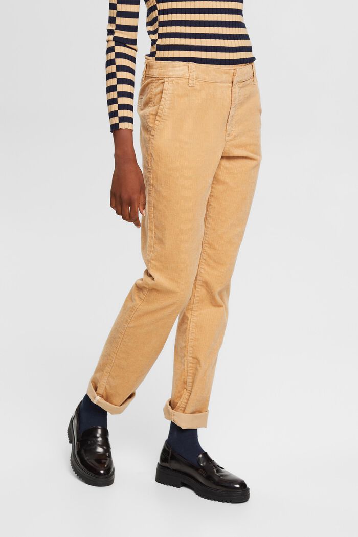 Pantalon en velours côtelé à taille mi-haute, SAND, detail image number 0