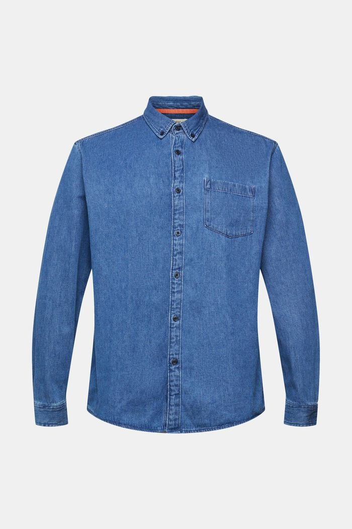 Chemise en jean à poche plaquée, BLUE MEDIUM WASHED, detail image number 6