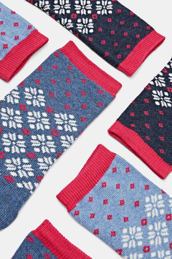 Lot de 3 paires de chaussettes en maille épaisse de style norvégien, NAVY/LIGHT BLUE, detail image number 2