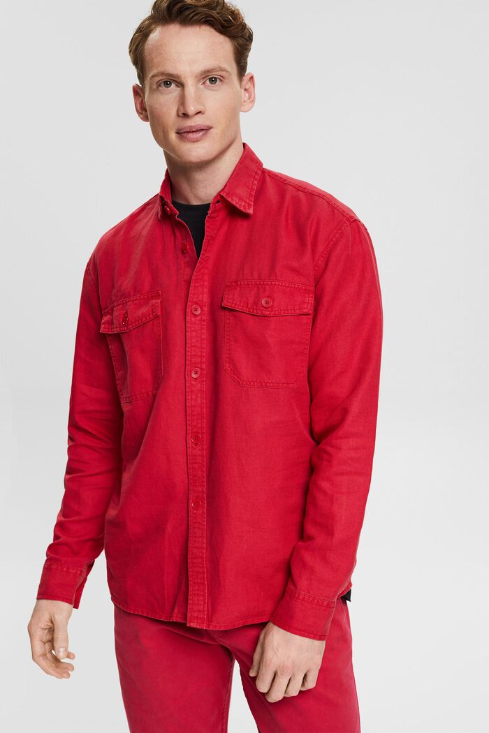 En lin mélangé : chemise oversize, RED, detail image number 0