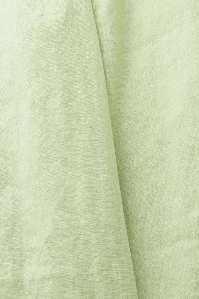 Pantalon ceinturé à jambes larges en lin, LIGHT GREEN, detail image number 5