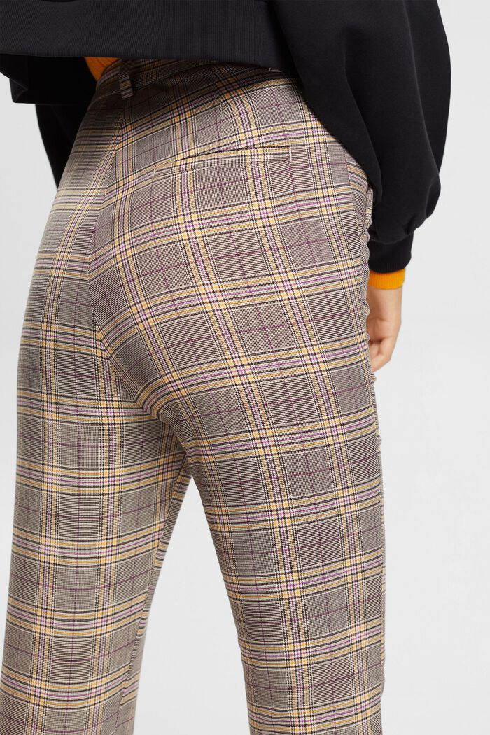 Pantalon taille haute à carreaux à la coupe évasée raccourcie, BEIGE, detail image number 4