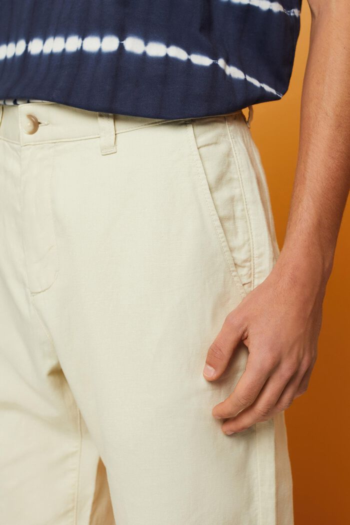 Pantalon en mélange de coton et de lin, CREAM BEIGE, detail image number 2