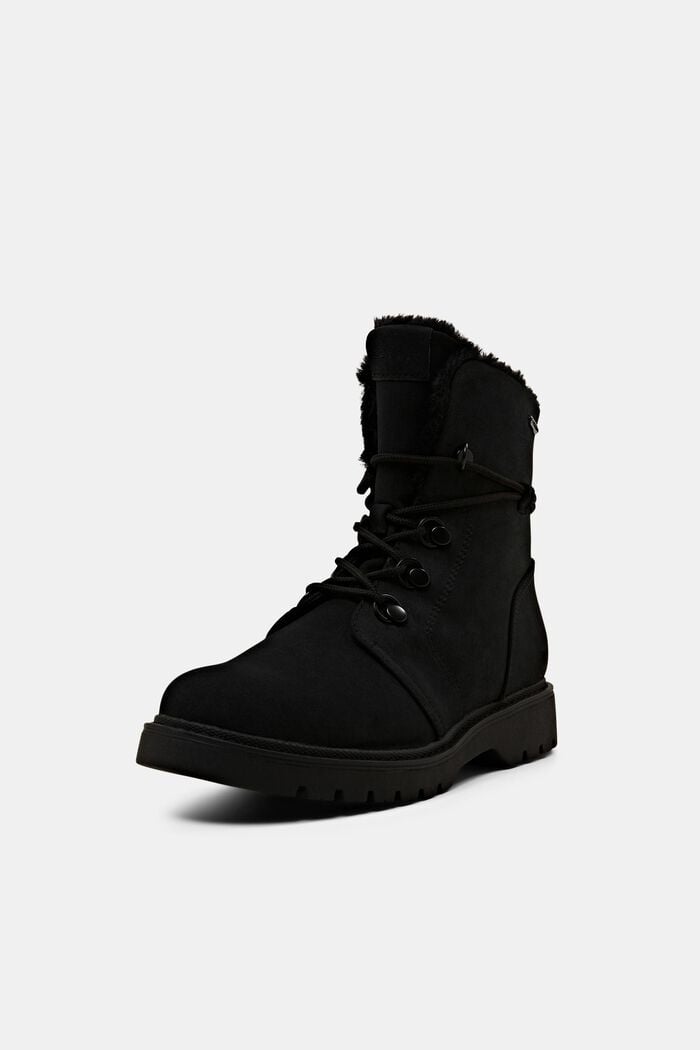 Boots à lacets aspect velours, BLACK, detail image number 2