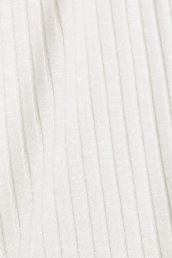 T-shirt côtelé à col droit et patte de boutonnage, OFF WHITE, detail image number 4