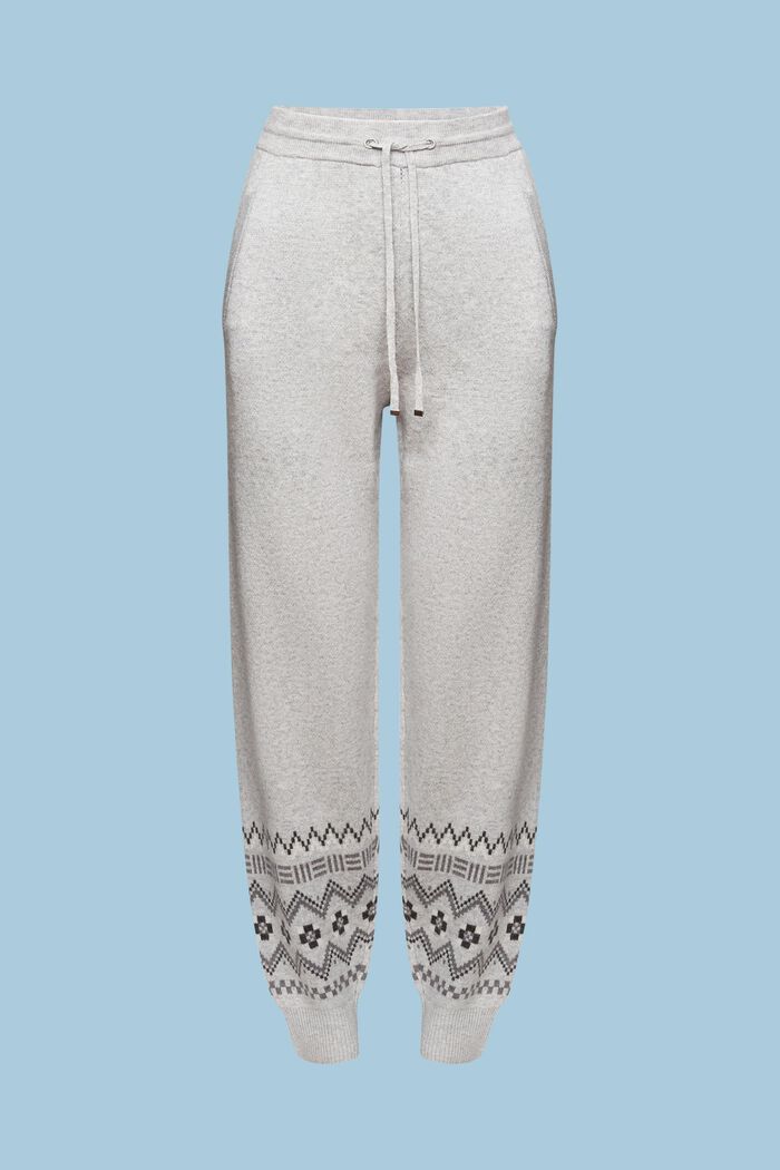 Pantalon à motif norvégien en mélange de laine et de cachemire, LIGHT GREY, detail image number 6