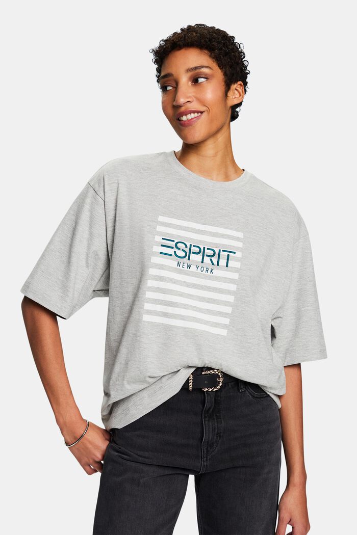 T-shirt à logo en coton Pima, LIGHT GREY, detail image number 4