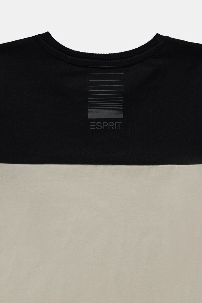 T-shirt manches longues à motif colour blocking, 100 % coton, BLACK, detail image number 2