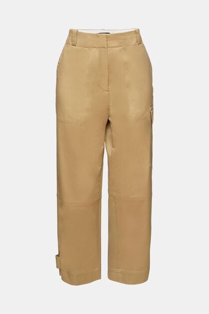 Pantalon raccourci style cargo, KHAKI BEIGE, overview