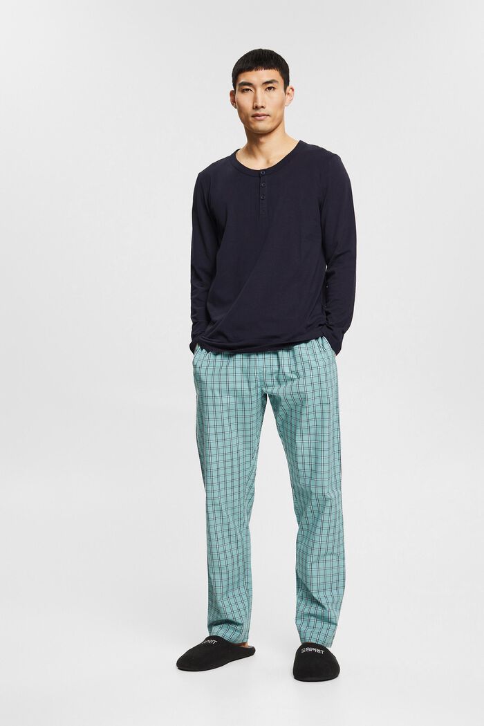 Pantalon de pyjama à carreaux en coton, AQUA BLUE, detail image number 0