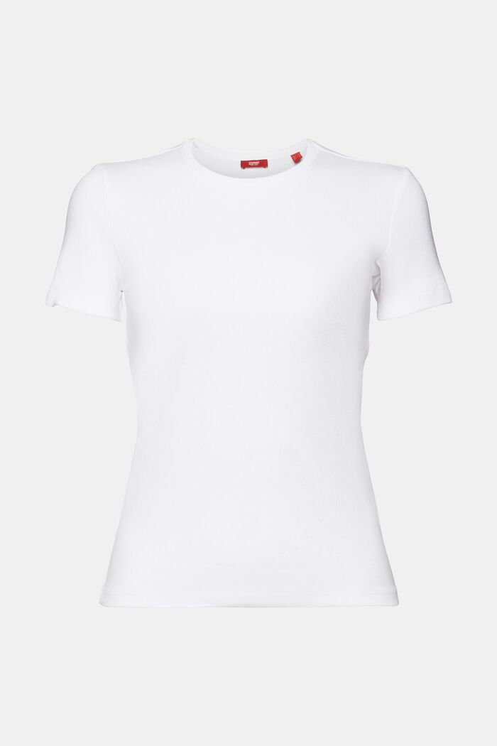 T-shirt col rond en jersey de coton, WHITE, detail image number 8