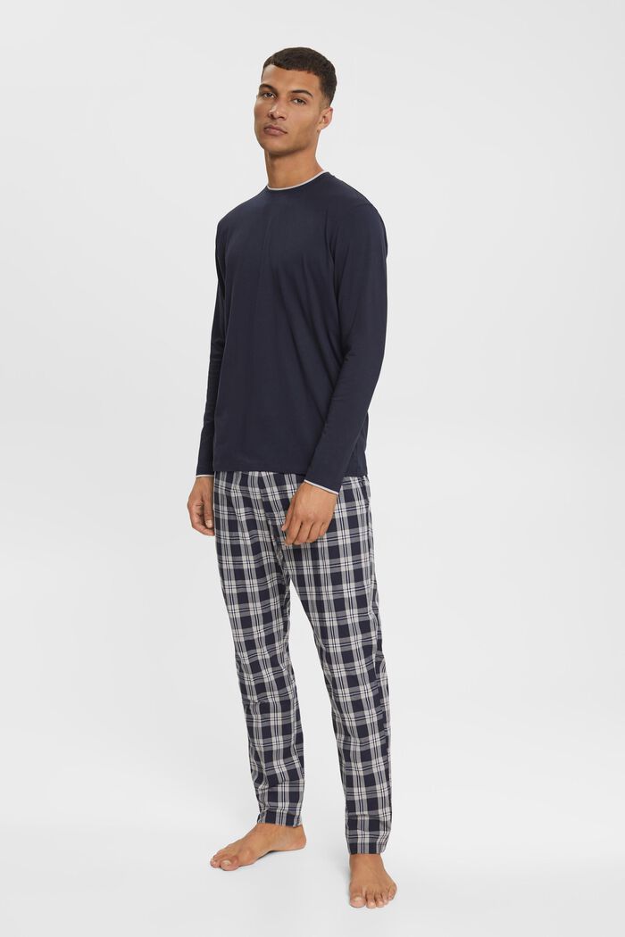 Pyjama à pantalon à carreaux, NAVY, detail image number 1