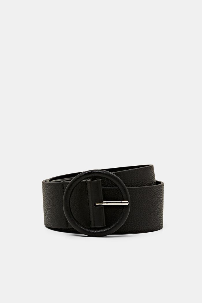 Large ceinture taille haute en cuir, BLACK, detail image number 0