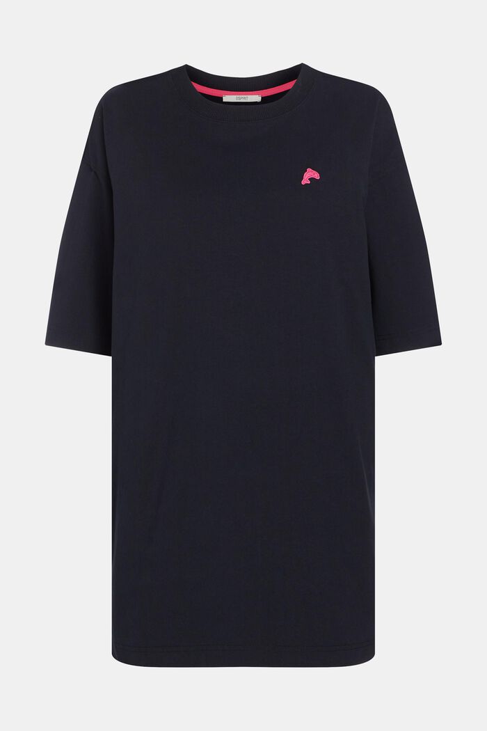Robe t-shirt ornée d´un patch dauphin, BLACK, overview