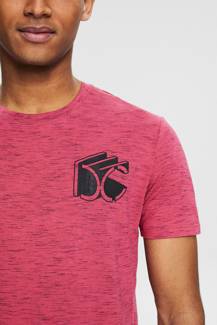 T-shirt en jersey chiné animé d´un logo 3D imprimé, DARK PINK, detail image number 1