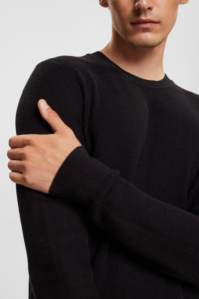 Pull-over rayé, BLACK, detail image number 0