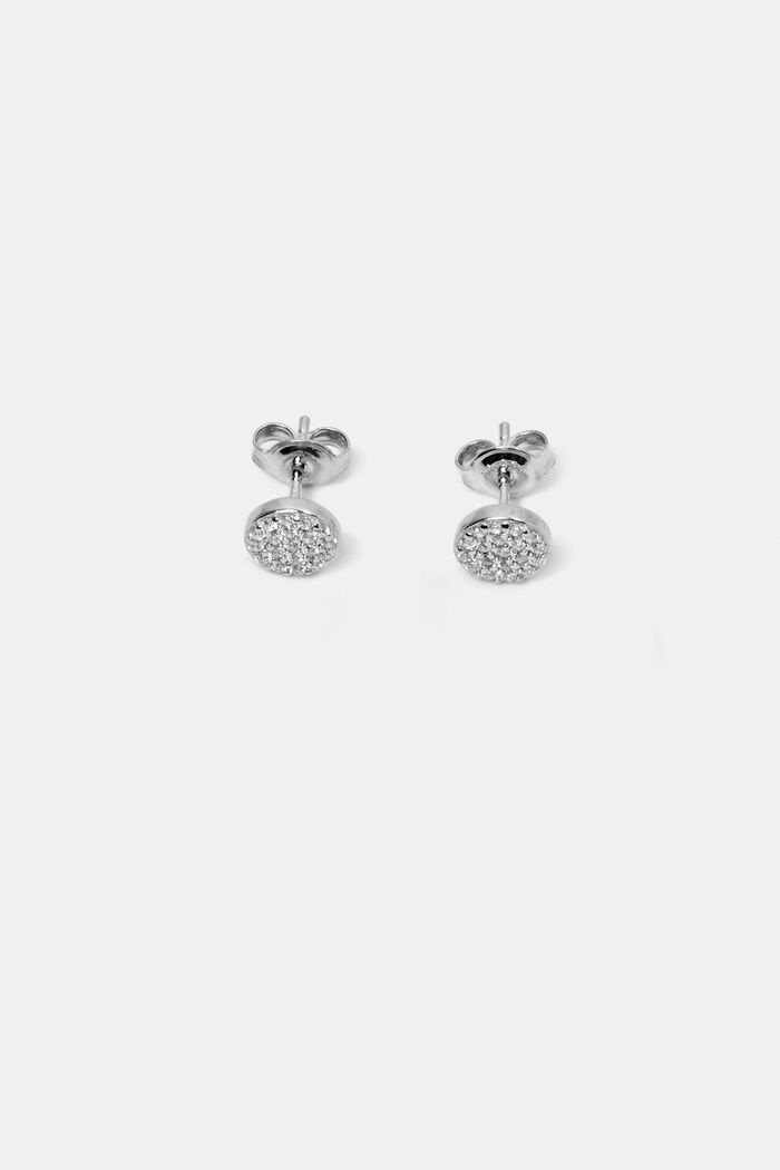 Clous d’oreilles en argent sterling sertis de pierres de zircon, SILVER, detail image number 0