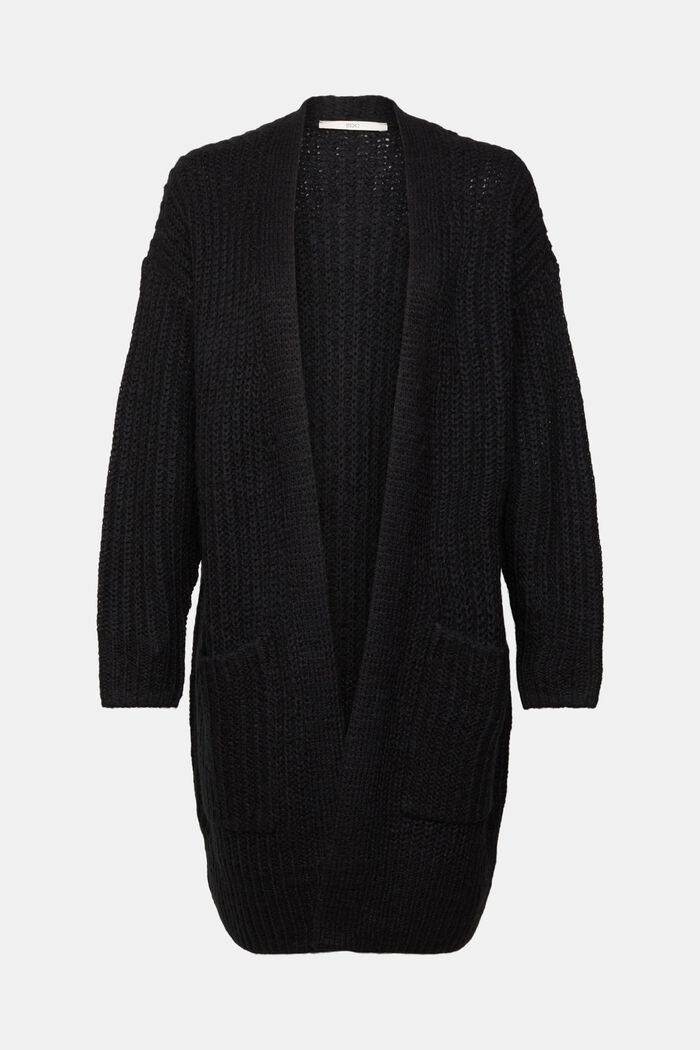 Cardigan en maille à teneur en laine, BLACK, detail image number 2