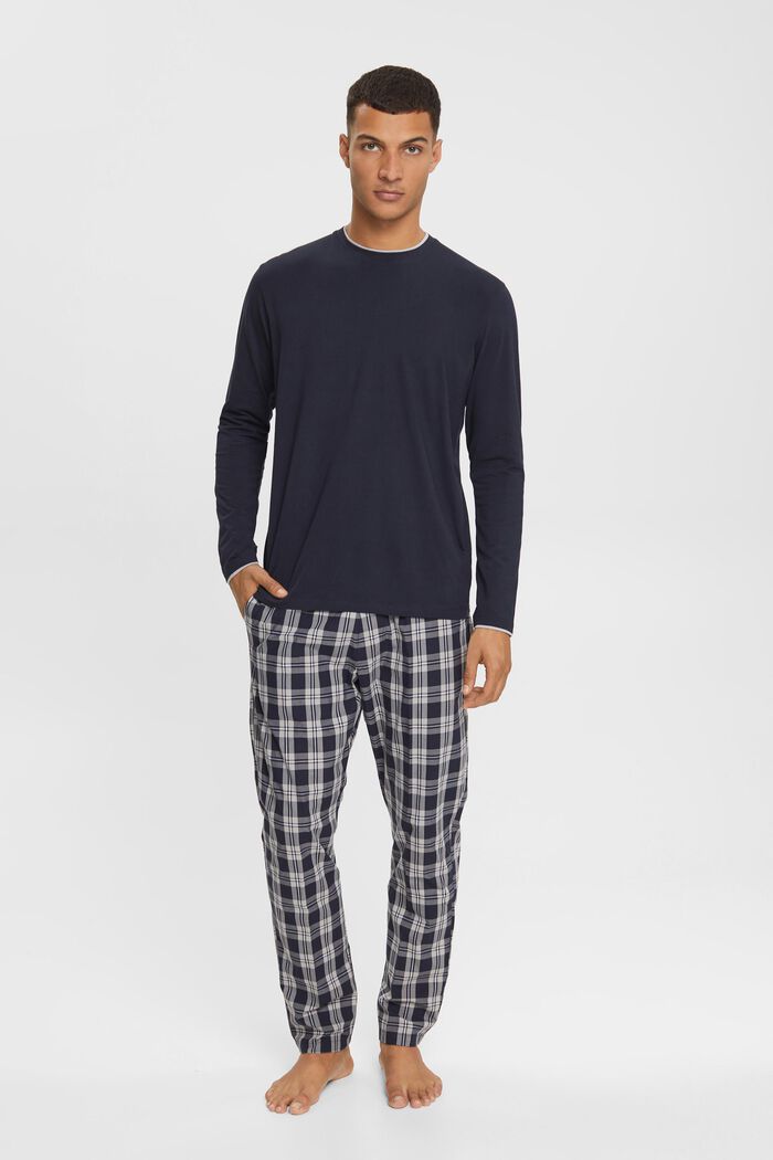 Pyjama à pantalon à carreaux, NAVY, detail image number 0
