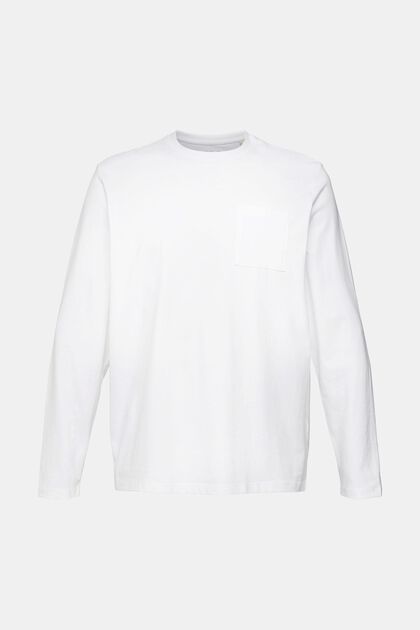 T-shirt à manches longues en jersey, 100 % coton, WHITE, overview