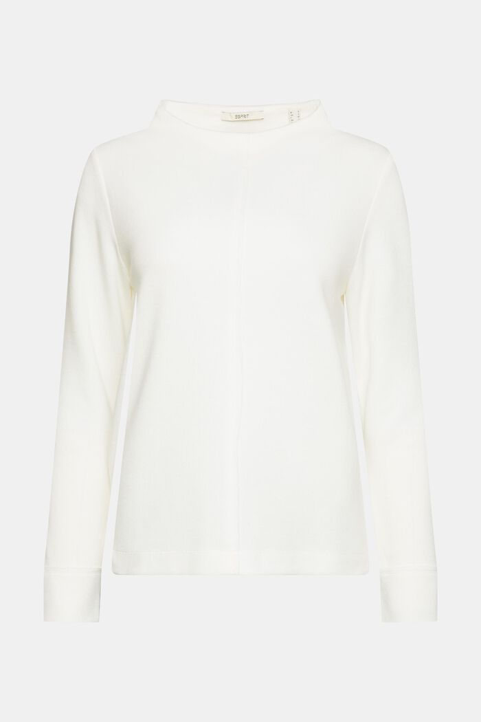 Sweat-shirt à col droit, coton mélangé, OFF WHITE, detail image number 2