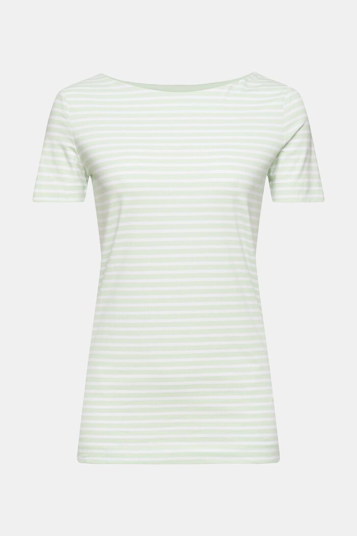 T-shirt à motif à rayures, PASTEL GREEN, overview