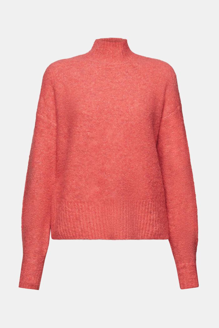 Pull-over duveteux à col montant, CORAL RED, detail image number 6