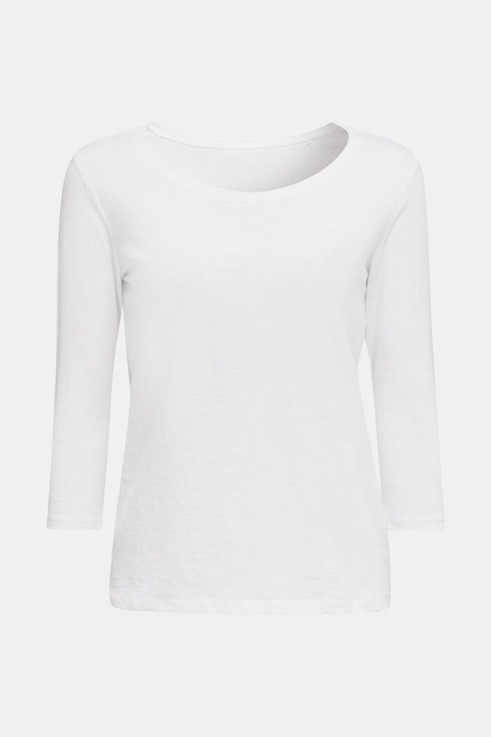 T-shirt en coton à manches 3/4, WHITE, detail image number 0