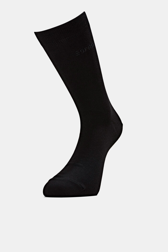 Lot de 2 paires de chaussettes ornées d’un logo en maille, coton biologique, BLACK, detail image number 0