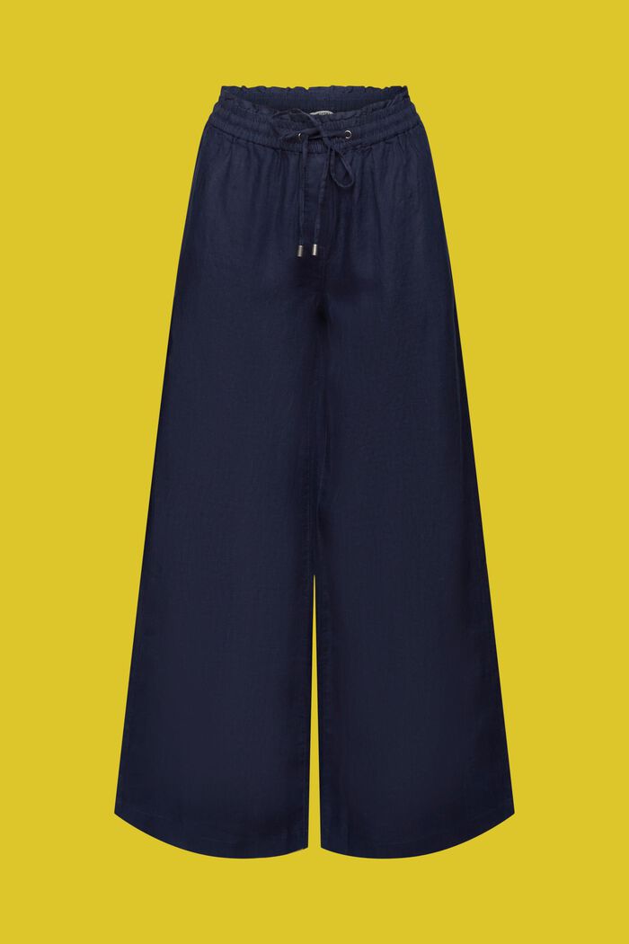 Pantalon large en lin, NAVY, detail image number 7