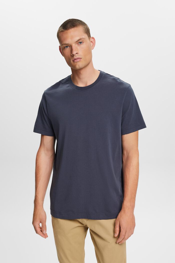 T-shirt en jersey à encolure ronde, 100 % coton, PETROL BLUE, detail image number 0