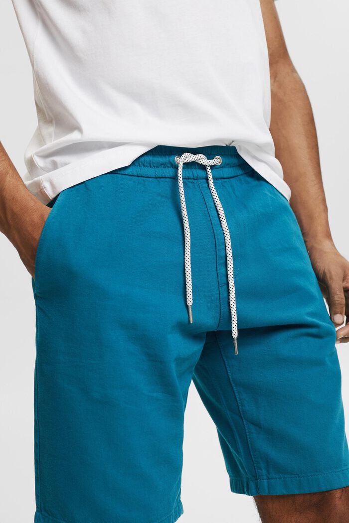 Pantalon court muni d´une taille élastique à cordon de serrage, TEAL BLUE, detail image number 2