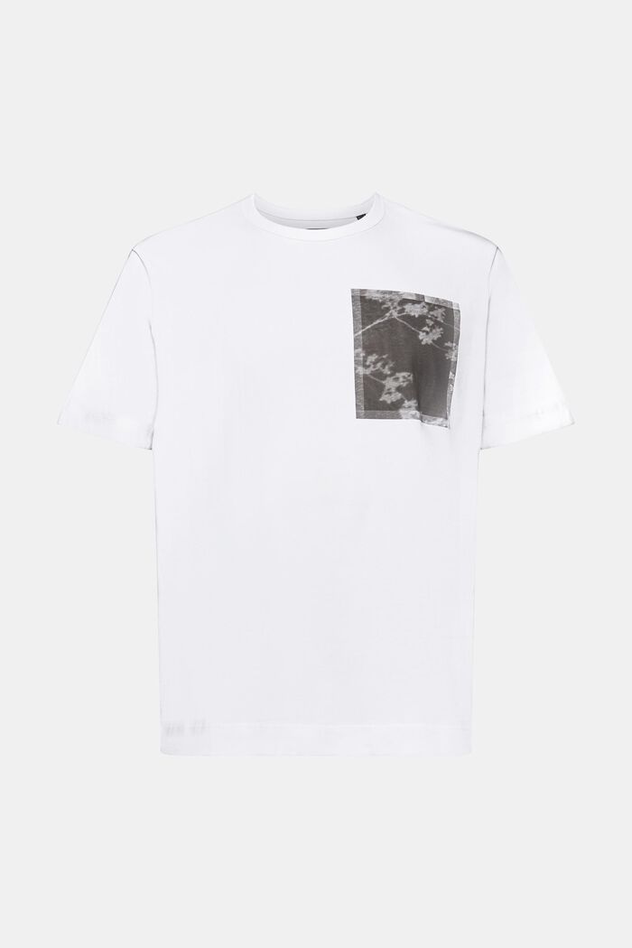 T-shirt en coton à imprimé sur la poitrine, WHITE, detail image number 7