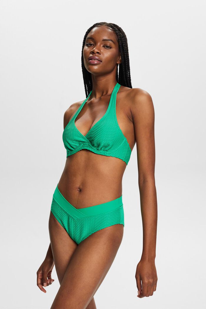 En matière recyclée : le bas de bikini texturé, GREEN, detail image number 0