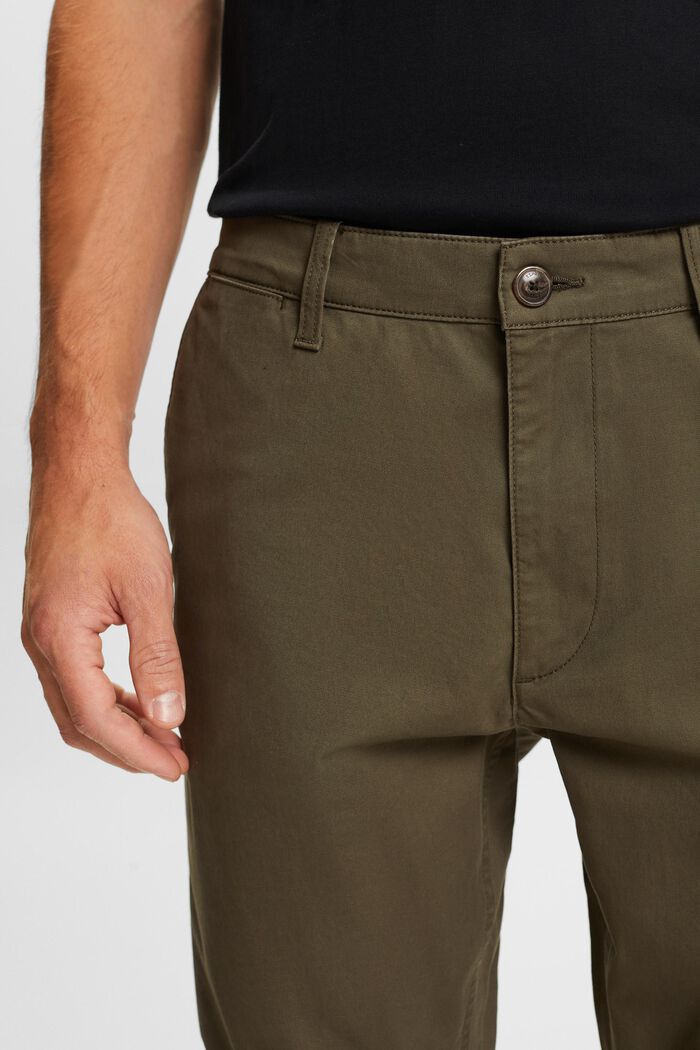 Pantalon chino slim en twill de coton, DARK KHAKI, detail image number 2