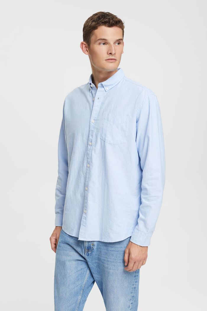 Chemise à col boutonné, 100 % coton, LIGHT BLUE, detail image number 0