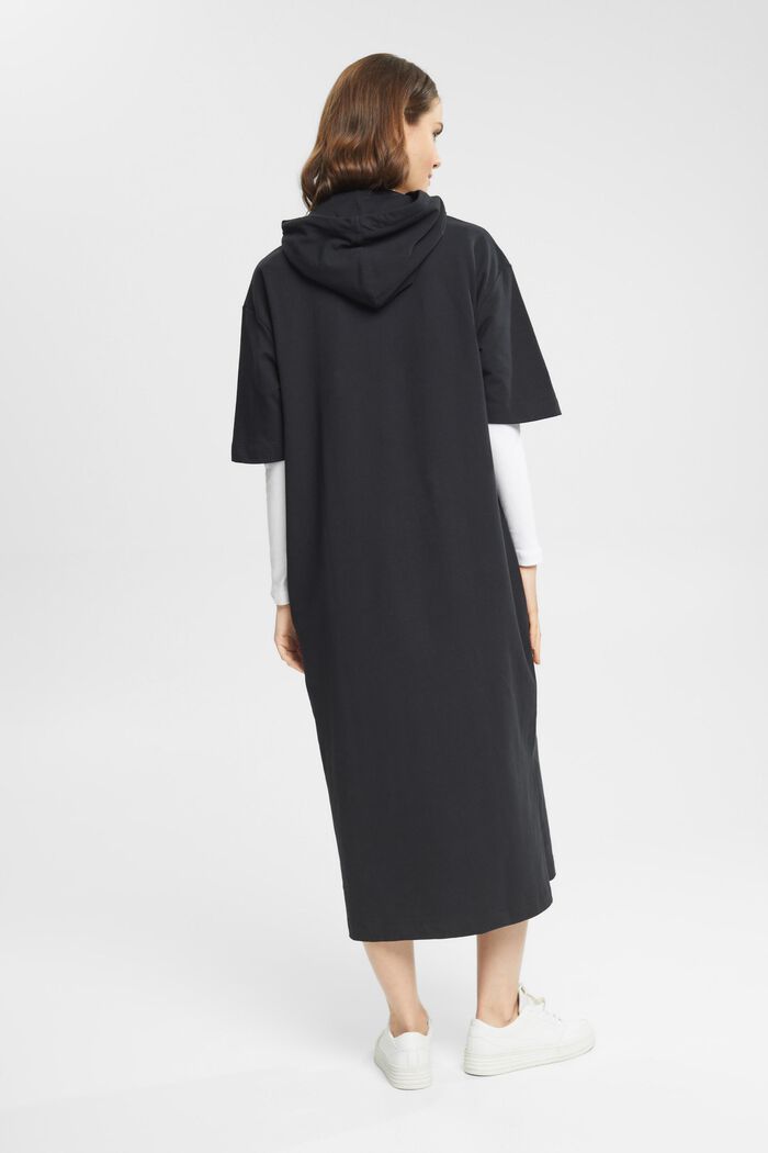Longue robe molletonnée à capuche, BLACK, detail image number 3