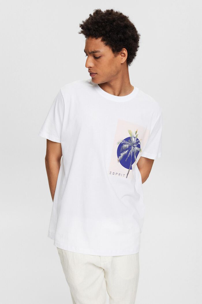 T-shirt en jersey à imprimé, 100 % coton, WHITE, detail image number 0