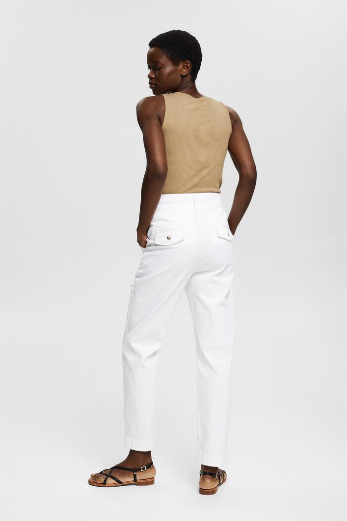 Pantalon taille haute en coton biologique, WHITE, detail image number 3