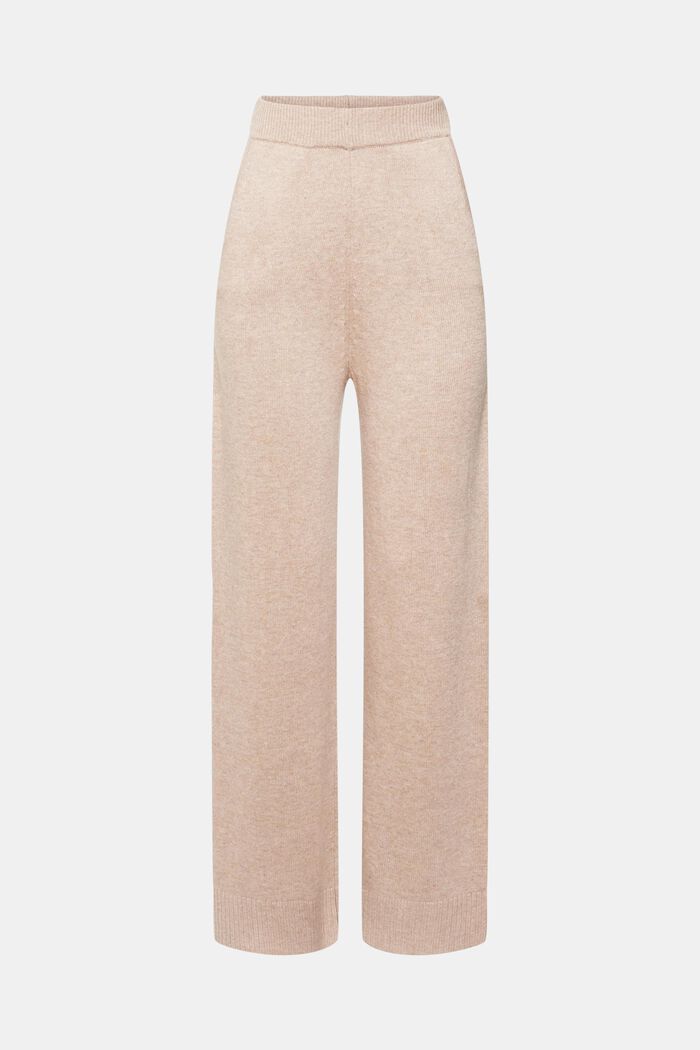 Pantalon taille haute en maille de laine mélangée