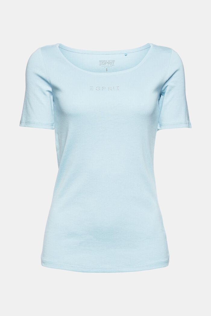 T-shirt à logo scintillant, 100 % coton biologique, GREY BLUE, detail image number 5
