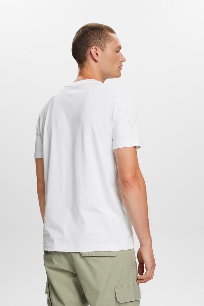T-shirt à col rond en jersey de coton Pima, WHITE, detail image number 3