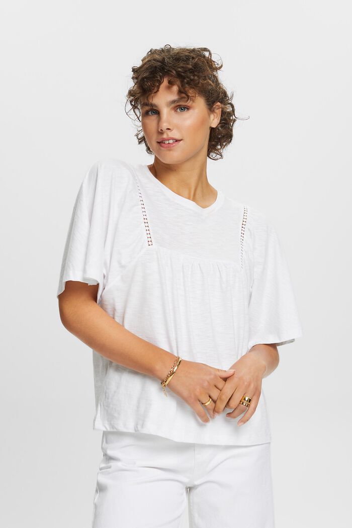 T-shirt évasé, 100 % coton, WHITE, detail image number 0