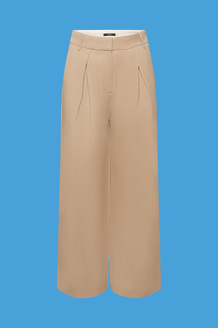 Pantalon court à jambe et taille haute à teneur en lin, TAUPE, detail image number 6