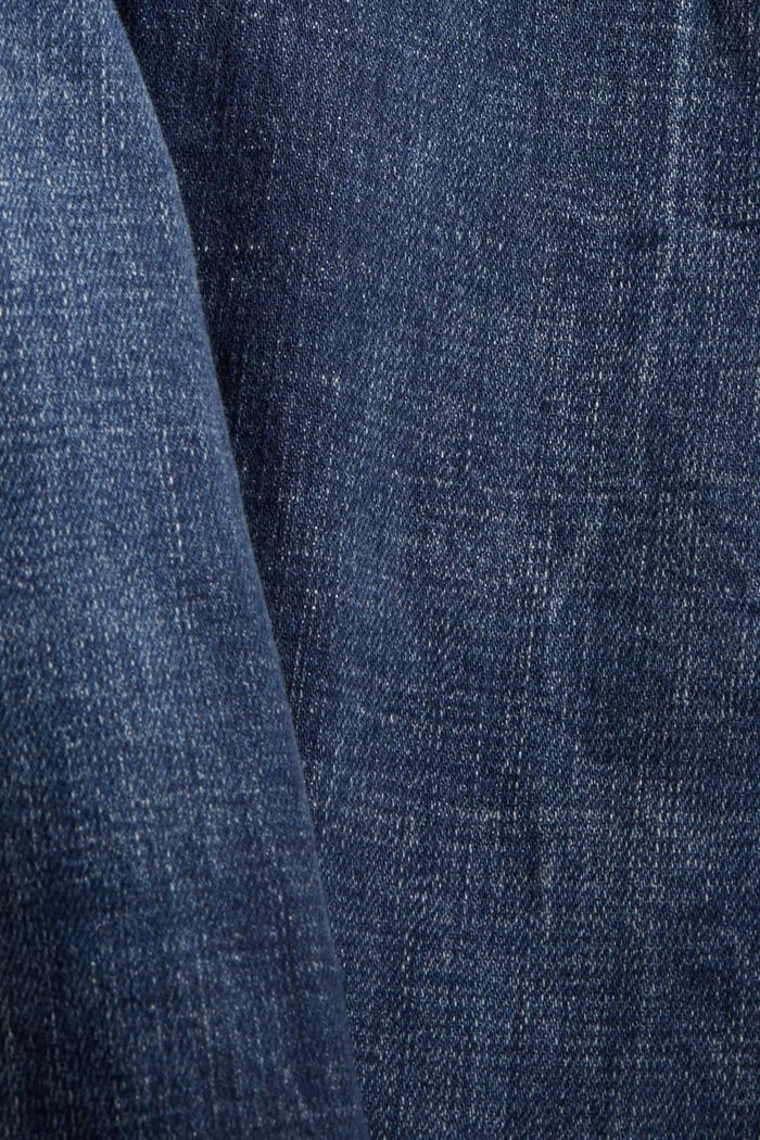 Jean longueur chevilles au look usé, coton biologique, BLUE DARK WASHED, detail image number 4