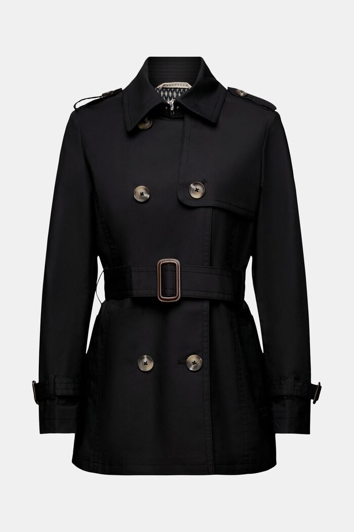 Trench-coat court à boutonnage croisé, BLACK, detail image number 6