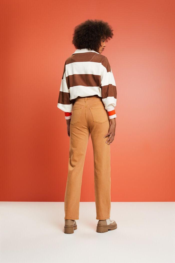 Pantalon droit à taille haute de style rétro, CAMEL, detail image number 4