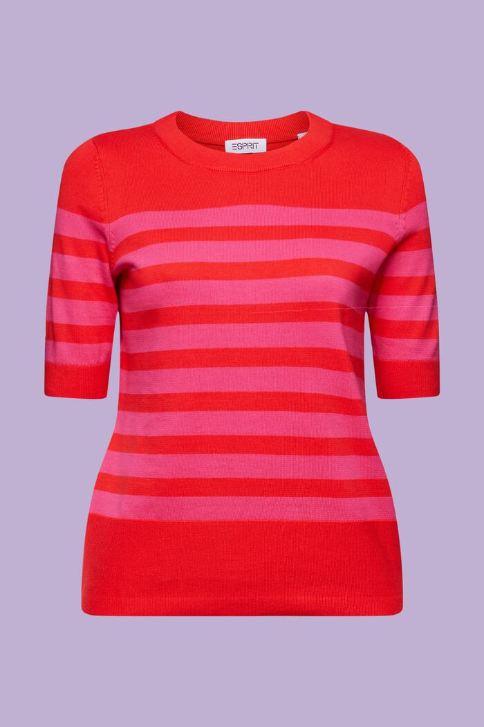 Sweat-shirt rayé à col ras-du-cou, RED, detail image number 7