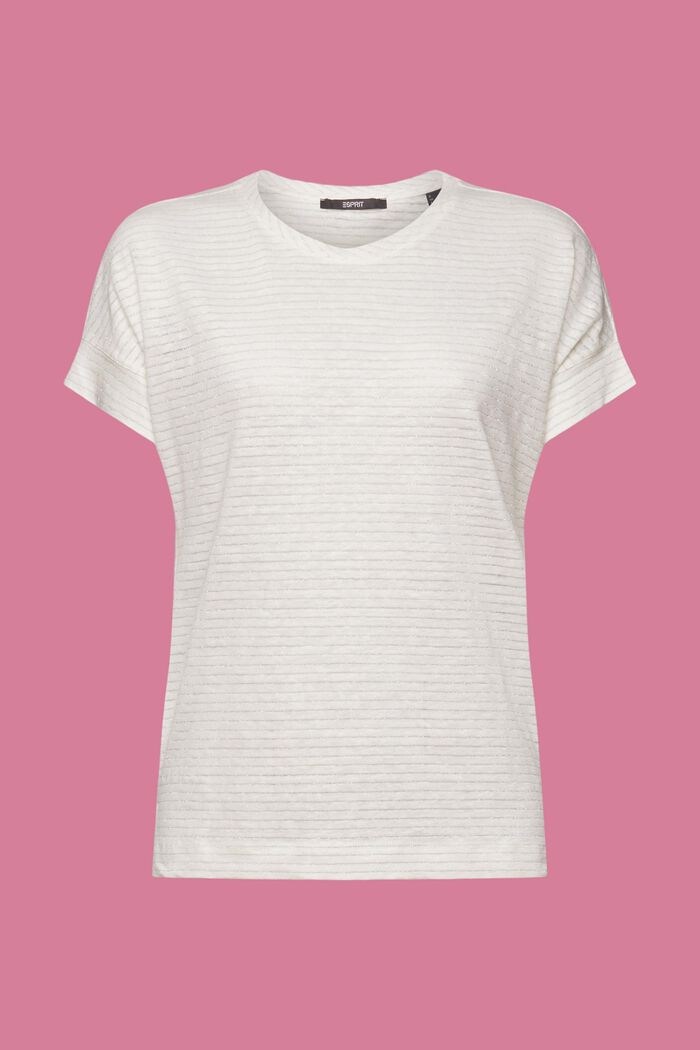 T-shirt en lin à rayures scintillantes, OFF WHITE, detail image number 6