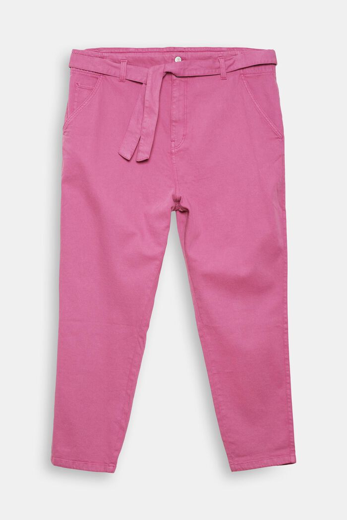 À la coupe CURVY, à teneur en chanvre : le pantalon doté d’une ceinture à nouer, PINK FUCHSIA, detail image number 0